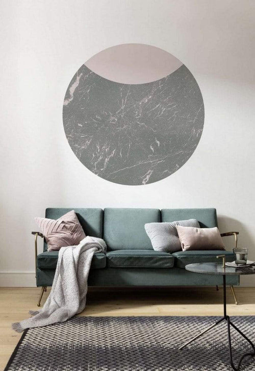 Komar Stripe Marmor Vlies Fototapete 125x125cm Rund Sfeer | Yourdecoration.de