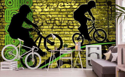 Dimex Bicycle Green Fototapete 375x250cm 5 Bahnen Sfeer | Yourdecoration.nl