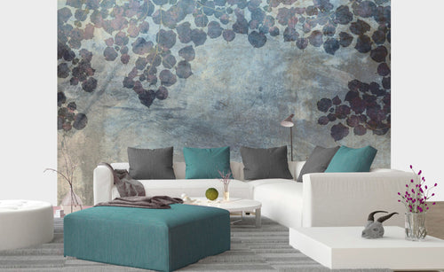 Dimex Blue Leaves Abstract Fototapete 375x250cm 5 bahnen interieur | Yourdecoration.de
