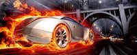 Dimex Car in Flames Fototapete 375x150cm 5 Bahnen | Yourdecoration.de