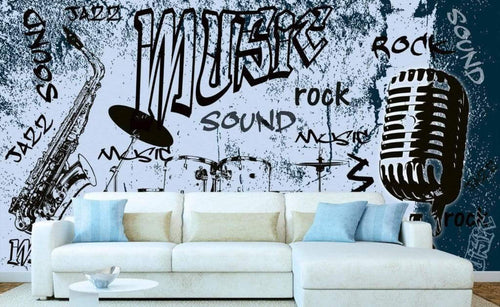 Dimex Music Blue Fototapete 375x250cm 5 Bahnen Sfeer | Yourdecoration.de