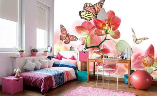 Dimex Orchids and Butterfly Fototapete 375x250cm 5 Bahnen Sfeer | Yourdecoration.de
