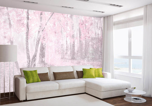 Dimex Pink Forest Abstract Fototapete 375x250cm 5 bahnen interieur | Yourdecoration.de