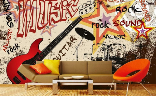 Dimex Red Guitar Fototapete 375x250cm 5 Bahnen Sfeer | Yourdecoration.de