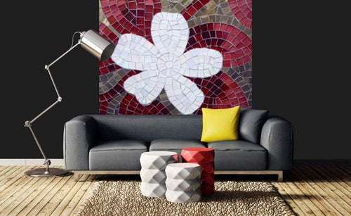 Dimex Red Mosaic Fototapete 225x250cm 3 Bahnen Sfeer | Yourdecoration.de