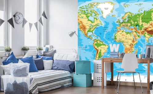 Dimex World Map Fototapete 225x250cm 3 Bahnen Interieur | Yourdecoration.de