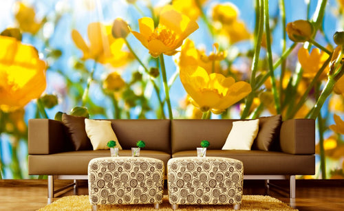 Dimex Yellow Flowers Fototapete 375x250cm 5 Bahnen Interieur | Yourdecoration.de