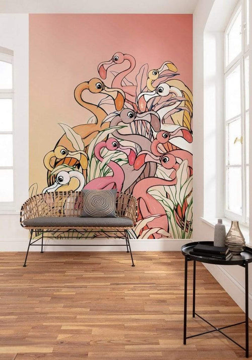 Komar Flamingos and Lillys Vlies Fototapete 200x280cm 4 bahnen Interieur | Yourdecoration.de