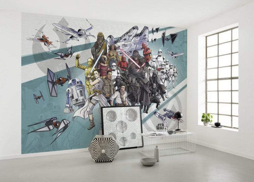 Komar Star Wars Cartoon Collage Wide Vlies Fototapete 400x280cm 8 bahnen Interieur | Yourdecoration.de