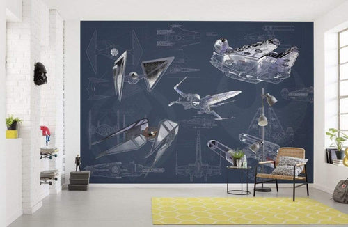 Komar Star Wars Blueprint Dark Vlies Fototapete 400x280cm 8 bahnen Interieur | Yourdecoration.de