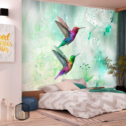 Artgeist Colourful Hummingbirds Green Vlies Fototapete Interieur | Yourdecoration.de