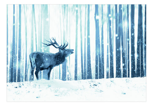 Fototapete - Deer in the Snow Blue - Vliestapete