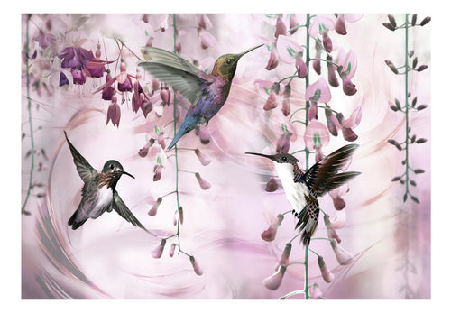 Fototapete - Flying Hummingbirds Pink - Vliestapete