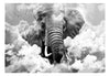Fototapete - Elephant in the Clouds Black and White - Vliestapete