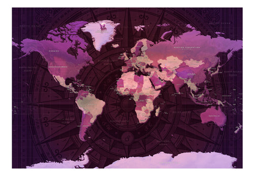 Fototapete - Purple World Map - Vliestapete