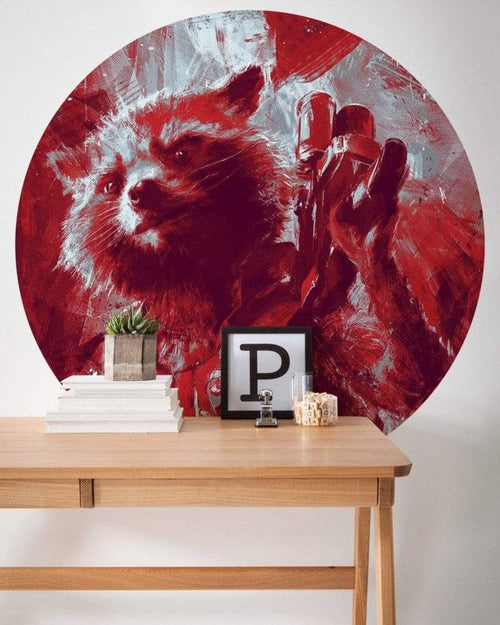 Komar Avengers Painting Rocket Raccoon Zelfklevend Fototapete 128x128cm Rund Interieur | Yourdecoration.de