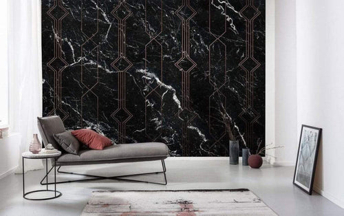 Komar Marble Black Vlies Fototapete 400x250cm 4 bahnen Sfeer | Yourdecoration.de